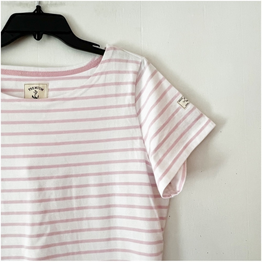 Joules Pink and White Stripe Short Sleeve T-Shirt Dress - Picture 3 of 12